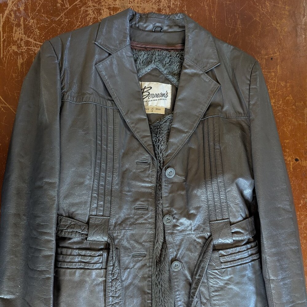 Berman's vintage women's leather jacket, EUC, gray, sz 8